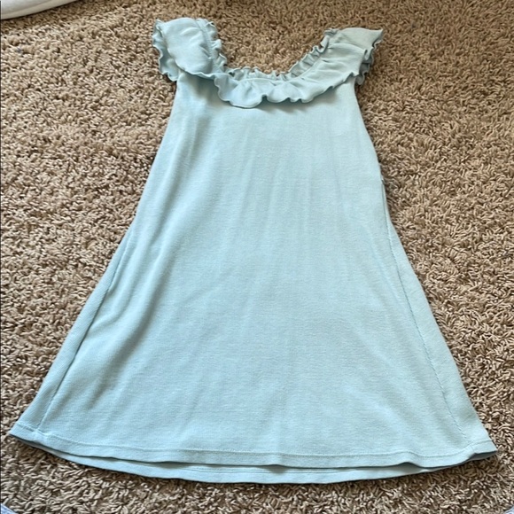 Light Blue Ruffled Kids Dress - Picture 2 of 5